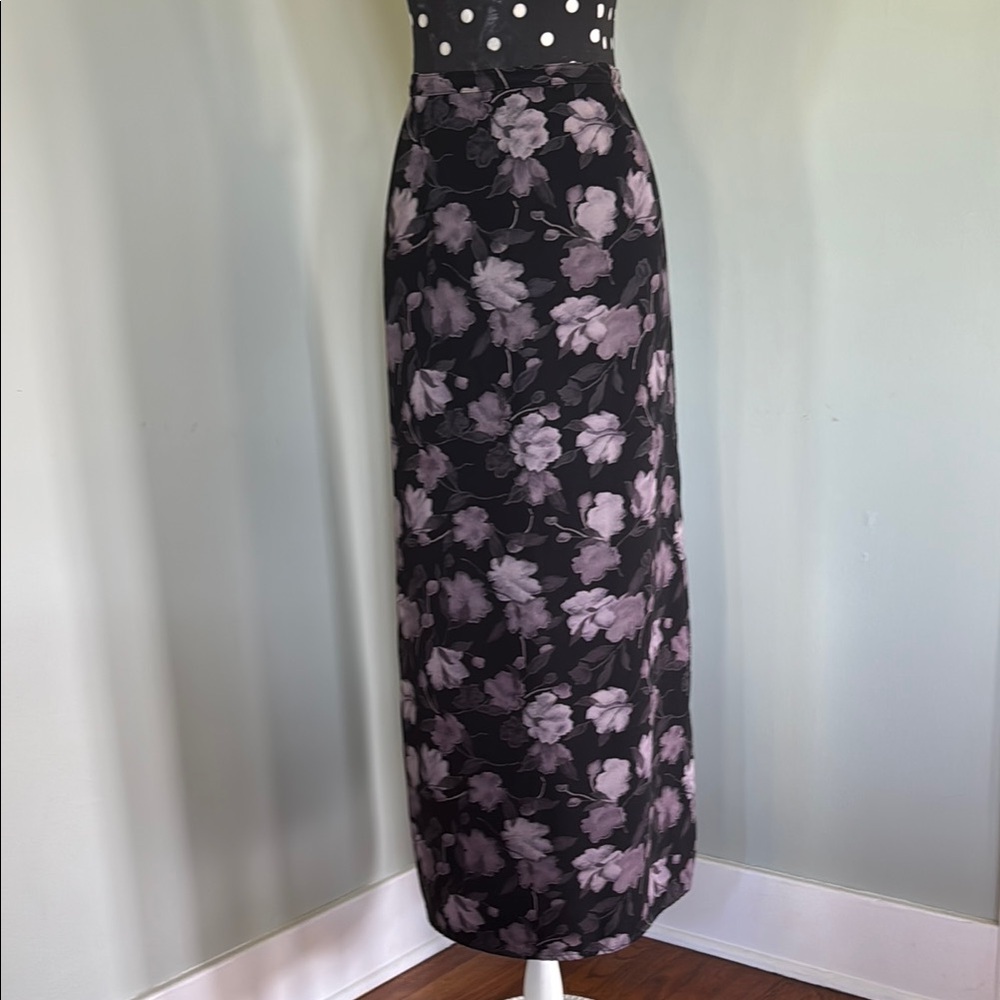 Floral Black and Purple Maxi Skirt